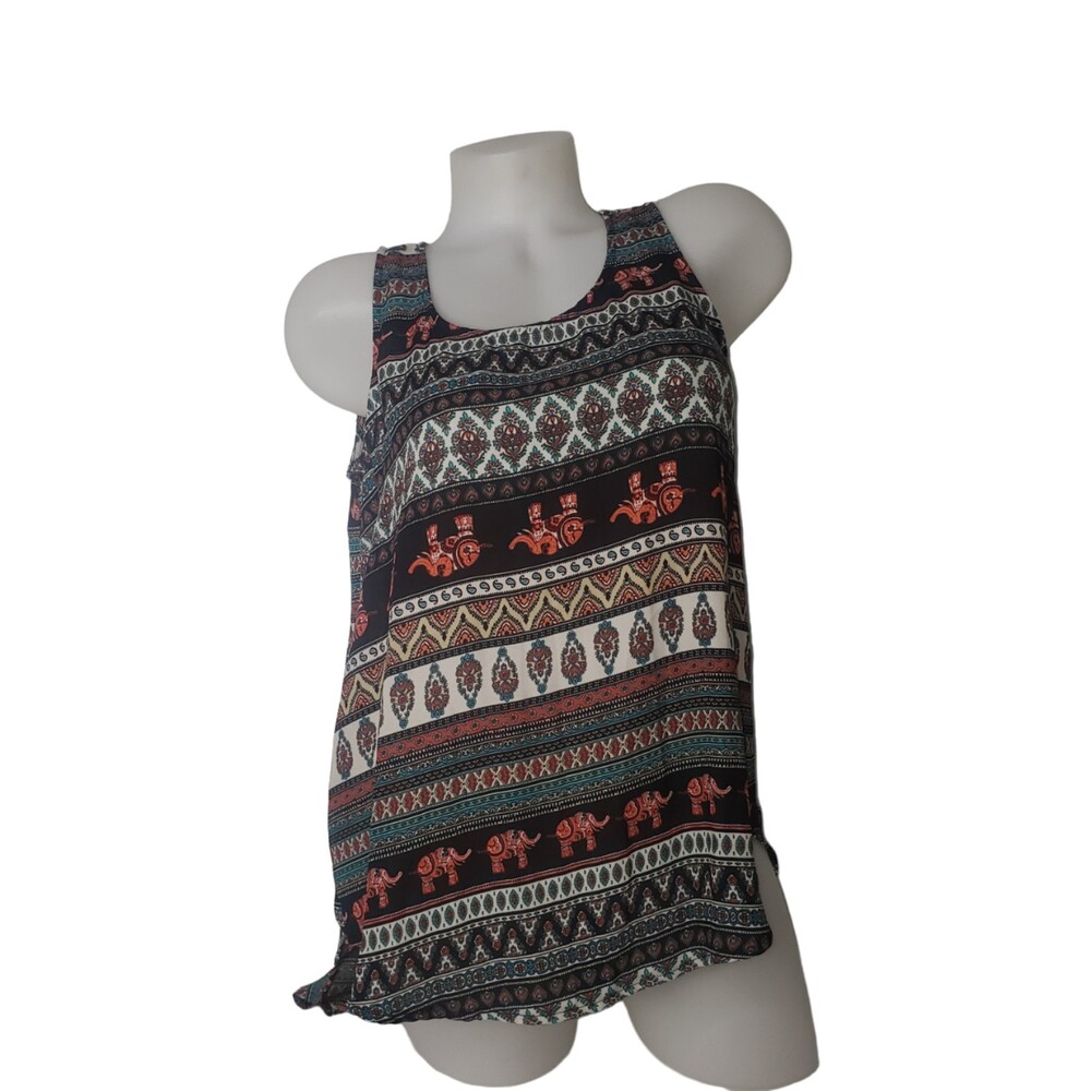 PINK ROSE India Print Tank Top with Slit Back Size Medium - Picture 8 of 8